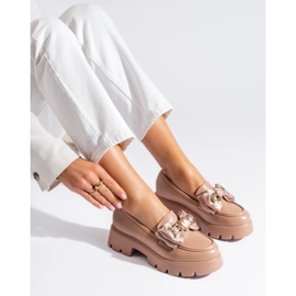 Mocasín beige con lazo Shelovet 3