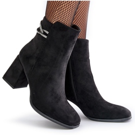 Botines de mujer aislantes con tacón alto, ante ecológico, negro Saivia 11