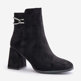 Botines de mujer aislantes con tacón alto, ante ecológico, negro Saivia 5