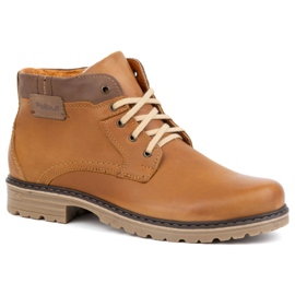 Polbut Zapatos de invierno para hombre, piel, botines aislantes J35S, marrón camel 2