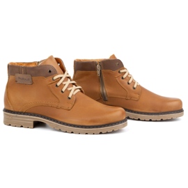 Polbut Zapatos de invierno para hombre, piel, botines aislantes J35S, marrón camel 3