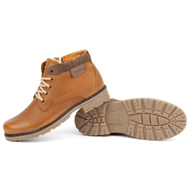 Polbut Zapatos de invierno para hombre, piel, botines aislantes J35S, marrón camel 4