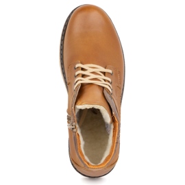 Polbut Zapatos de invierno para hombre, piel, botines aislantes J35S, marrón camel 7