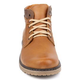 Polbut Zapatos de invierno para hombre, piel, botines aislantes J35S, marrón camel 8