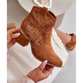 Botas Vaqueras Caladas Con Tacón Alto Y Cierre Con Cremallera Camel Vosilara marrón 3