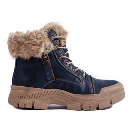Botas de montaña de mujer azules con pelo. 2