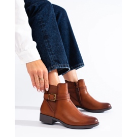 Botines de mujer camel con aplicación de goma Shelovet marrón 2