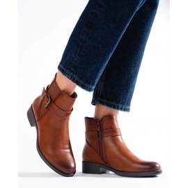 Botines de mujer camel con aplicación de goma Shelovet marrón 4
