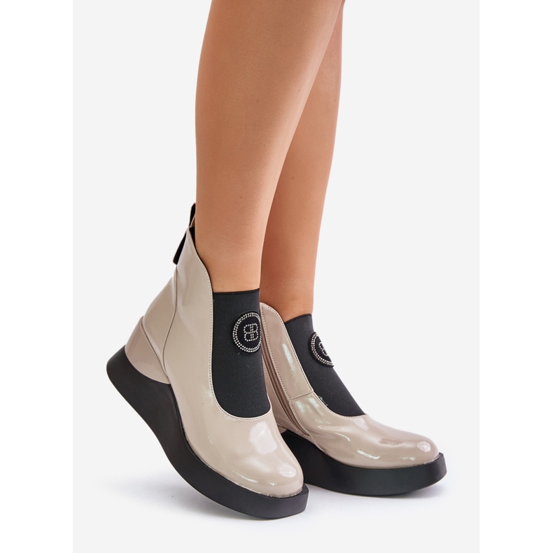 Botas Cuña Piel S.Barski MR870-22 Gris claro beige 1