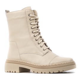 WASAK Botines mujer piel cordones invierno 0640 crudo beige 1