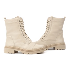 WASAK Botines mujer piel cordones invierno 0640 crudo beige 4