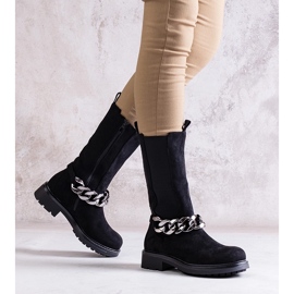 Botines de mujer negros decorados con cadena Yasarna 3