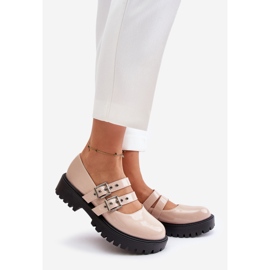 Zapatos Mujer Con Tiras Charol Beige Terione 1