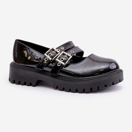Zapatos De Mujer Con Tiras Terione Charol Negro 4