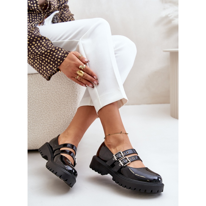 Zapatos De Mujer Con Tiras Terione Charol Negro 1