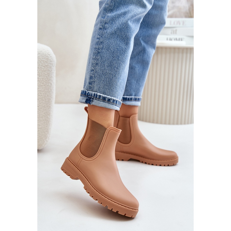 Botas de agua para mujer con inserciones elásticas, marrón Ciariel beige 2 Botas de agua para mujer con inserciones elásticas, marrón Ciariel beige 2