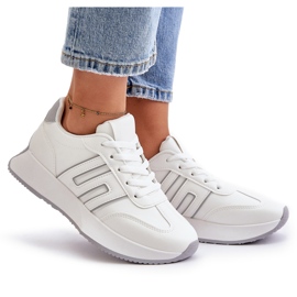 Zapatillas de mujer, calzado deportivo con plataforma, blanco y gris Thari 8