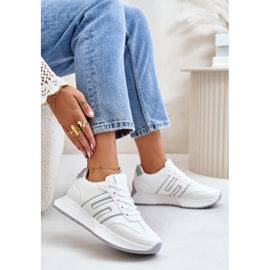 Zapatillas de mujer, calzado deportivo con plataforma, blanco y gris Thari 7