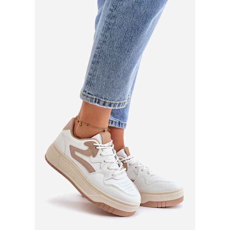 Zapatillas de mujer de piel ecológica con plataforma blanca y beige Henizore blanco 1 Zapatillas de mujer de piel ecológica con plataforma blanca y beige Henizore blanco 1