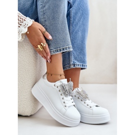 Zapatillas de Mujer con Plataforma y Mariposa, Blancas y Plateadas Naritevia blanco 7
