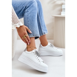 Zapatillas de Mujer con Plataforma y Mariposa, Blancas y Plateadas Naritevia blanco 8