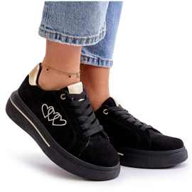 Zapatillas Mujer Plataforma Con Corazones Negro Avirorae 8