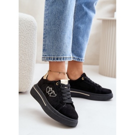 Zapatillas Mujer Plataforma Con Corazones Negro Avirorae 2
