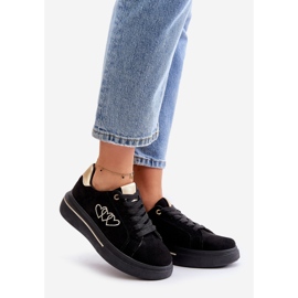 Zapatillas Mujer Plataforma Con Corazones Negro Avirorae 1
