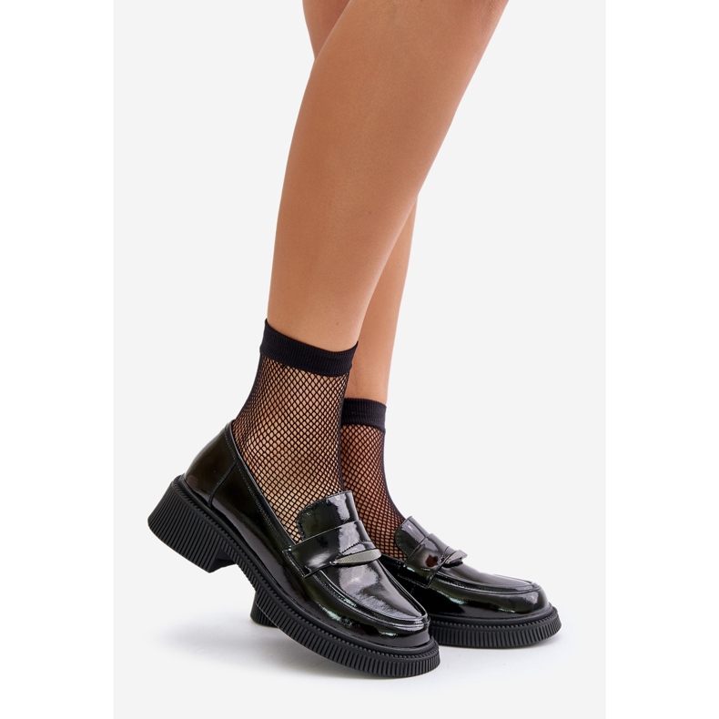 S.Barski Mocasines De Mujer Lacados Mocasines Con Decoración D&amp;A LZ42-031 Negro 1