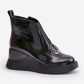 S.Barski Botas de cuña de charol con aislamiento D&amp;A MR880-136 Negro 4
