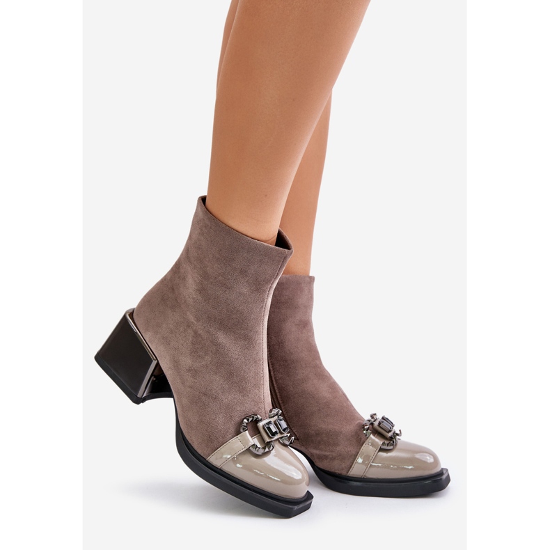 S.Barski Botas Mujer Elegantes Tacón Alto Con Adorno Beige MR880-127 1
