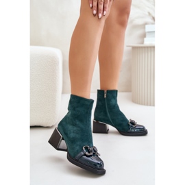 S.Barski Botas elegantes de tacón alto para mujer con decoración, verde oscuro MR880-127 2