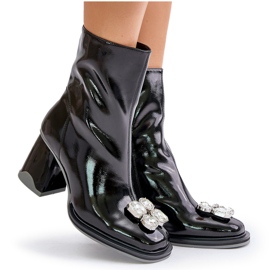 S.Barski Botas De Mujer Charol Con Tacón Alto Con Decoración D&amp;A MR880-019 Negro 11