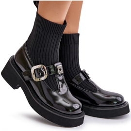 S.Barski Botines de charol con calcetín y hebilla, slip-on MR880-076, negro 12