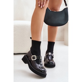 S.Barski Botines de charol con calcetín y hebilla, slip-on MR880-076, negro 8