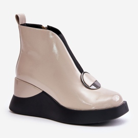 S.Barski Botas Cuña Charol Aislante D&amp;A MR880-136 Beige 4