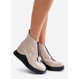 S.Barski Botas Cuña Charol Aislante D&amp;A MR880-136 Beige 1