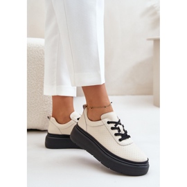 Deportivas Mujer Con Plataforma, Piel Natural, Beige 41470 Vinceza 3