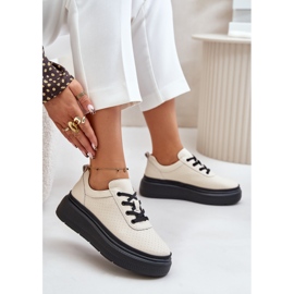 Deportivas Mujer Con Plataforma, Piel Natural, Beige 41470 Vinceza 8