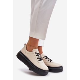 Deportivas Mujer Con Plataforma, Piel Natural, Beige 41470 Vinceza 1