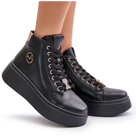 Zapatillas Altas de Mujer en Piel con Plataforma Vinceza 66707 Negro 9