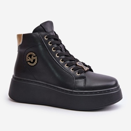 Zapatillas Altas de Mujer en Piel con Plataforma Vinceza 66707 Negro 4