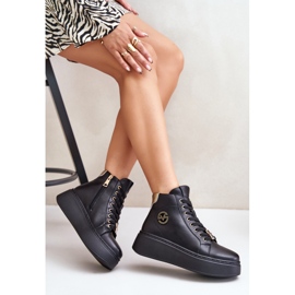 Zapatillas Altas de Mujer en Piel con Plataforma Vinceza 66707 Negro 8
