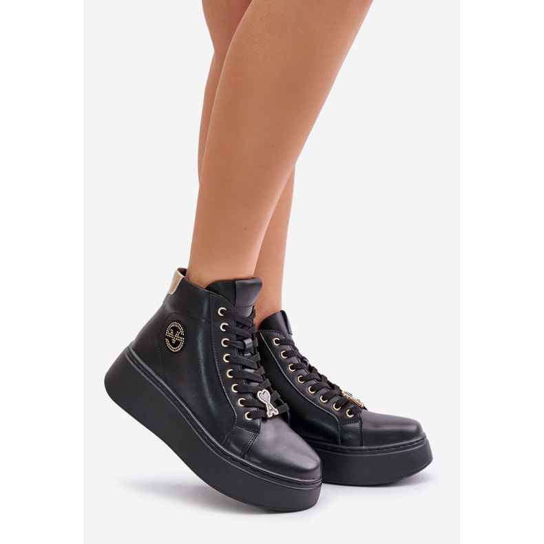 Zapatillas Altas de Mujer en Piel con Plataforma Vinceza 66707 Negro 1