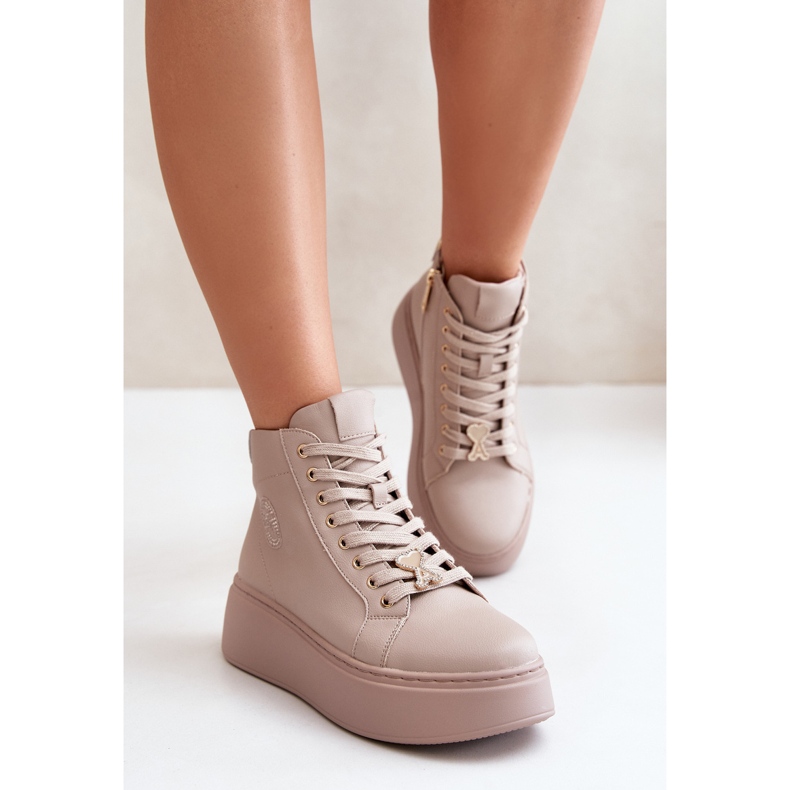 Zapatillas Altas Mujer Piel con Plataforma Vinceza 66707 Beige 1