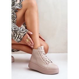 Zapatillas Altas Mujer Piel con Plataforma Vinceza 66707 Beige 5