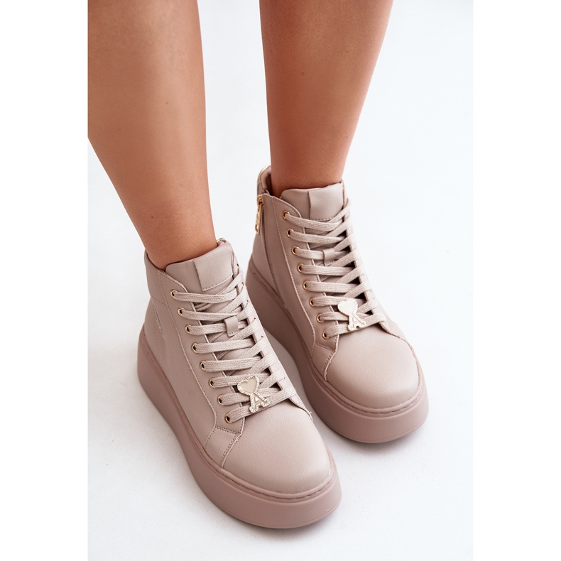 Zapatillas Altas Mujer Piel con Plataforma Vinceza 66707 Beige 2