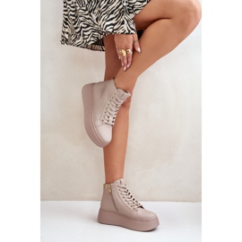 Zapatillas Altas Mujer Piel con Plataforma Vinceza 66707 Beige 3
