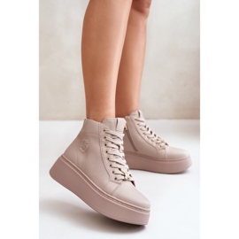 Zapatillas Altas Mujer Piel con Plataforma Vinceza 66707 Beige 14