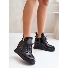 Botas Mujer Charol Cuña Aislante Vinceza 66706 Negro 2